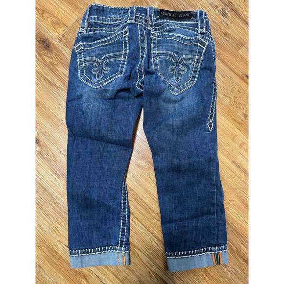 Rock Revival Amy Capri Jeans Shorts Size 25 Bling Embroidered Stitched EB - Picture 3 of 8